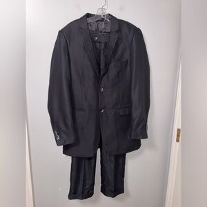 EJ Samuel Striped Black Suit Jacket Pants Set Men’s Classy Old Money 42L